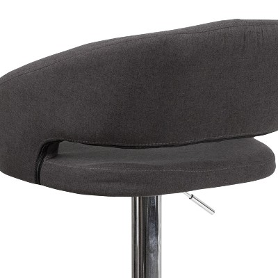 Erik Modern Black Fabric Adjustable Swivel Barstool with Chrome Base