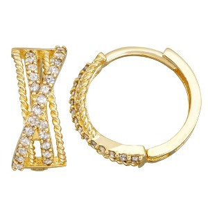 Designs By Gioelli 10K Yellow Gold Genuine Diamond Hoop Earrings - 1 of 2