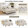 63" Convertible Chaise Lounge Loveseat Sofa Bed, Corduroy Sleeper with USB Ports, Cup Holders & Storage for Living Room-3irtyhousy - 3 of 4