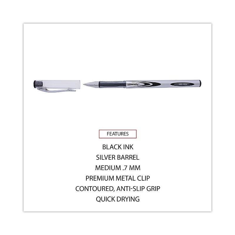 Universal Gel Stick Pen 0.7 mm Medium Black Ink 1 Dozen 39610, 3 of 9