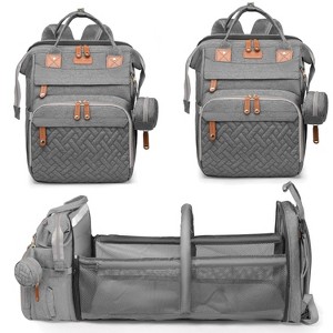 Itopfox Waterproof Diaper Backpack with Changing Station & USB Port, Large Capacity Baby Bag for Moms & Dads, Grey - 1 of 4