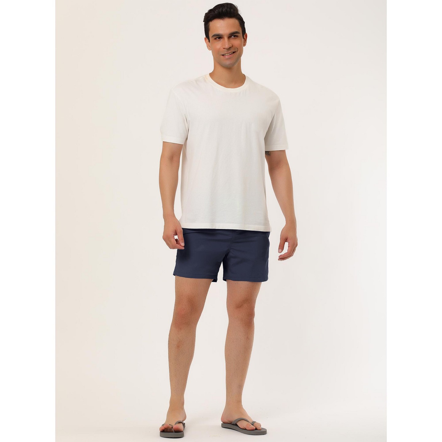 Мужские шорты Lars Amadeus Summer Beach Solid Color Mesh Lining Drawstring Waist Swim Shorts 30 Dark Blue, цвет: Тёмно-синий — фото 3