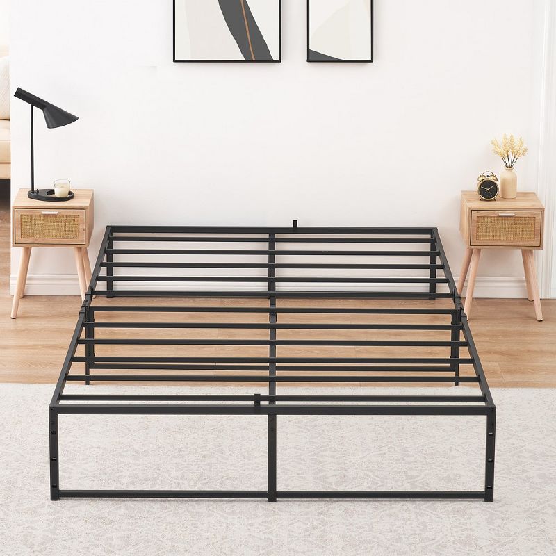 Twin Size Bed Frame Platform, 14 inch Metal Twin Bedframe with 3 in 1 Sturdy Steel Support, No Box Spring Needed Black Mattress Frame, 3 of 8