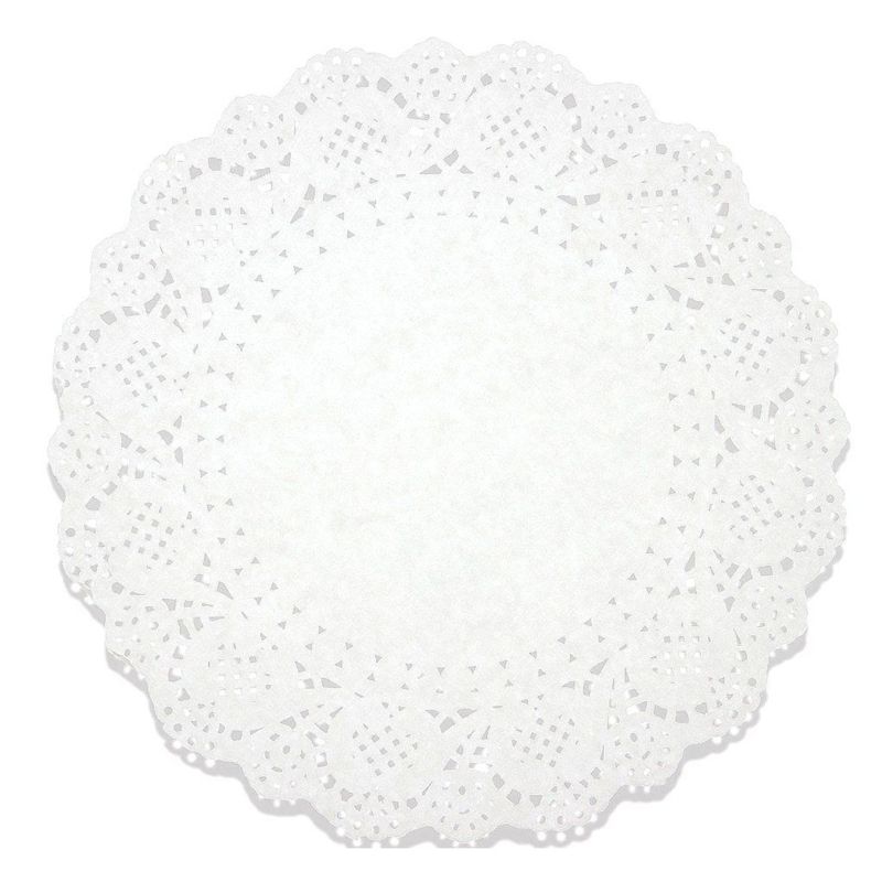 Juvale 250 Pack White 10.5" Lace Doilies Paper Round Placemats, Cake Box Liners, Baked Treat Display, 1 of 12