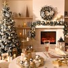 MOEPISY 9 Feet Pre-Lit Christmas Garland with Light for Mantle, Lighted Outdoor Xmas Garland with White Gold Ball Ribbon - 4 of 4
