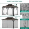 10'x13' hardtop gazebo with double polycarbonate roof, aluminum frame, net, and curtain; ideal for patio, deck, backyard, and garden. Gray. - 2 of 4