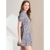 Allegra K Women's Floral Short Sleeve Self Tie Summer Mini Dresses - 4 of 4