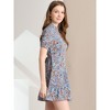 Allegra K Women's Floral Short Sleeve Self Tie Summer Mini Dresses Dusty  Blue X-large : Target