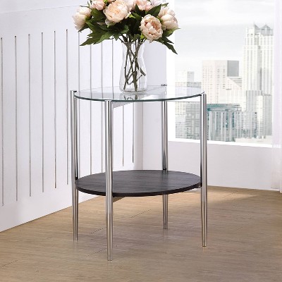 Bayliss End Table Glass Chrome/Merlot - Steve Silver Co.