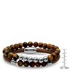 Steeltime Men's set of 2 stainless steel tiger eye beaded and brown leather tiger eye beaded bracelets.. Color Options: Silver, Gold - 3 of 4