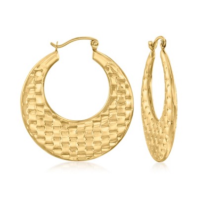 Ross-Simons 10kt Yellow Gold Basketweave-Pattern Hoop Earrings