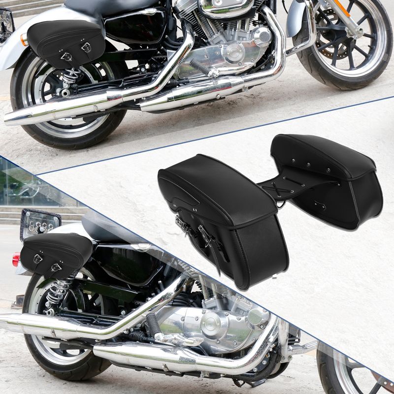 Unique Bargains Adjustable Buckles Motorcycle Saddlebag Black 1 Pair, 2 of 7