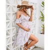 Maternity Nursing Dress Womens V-Neck Spaghetti Strap Ruffle Sleeve Daisy Printed Floral A-Line Tiered Flowy Swing Dress - 4 of 4