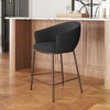 Zuo Modern Essen Counter Stool 37"H Black Teddy Fabric with Bronze Accents and Black Steel Frame - 2 of 4