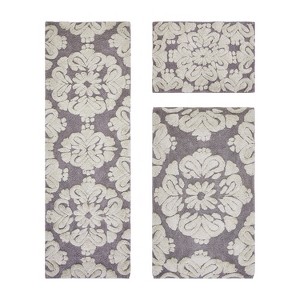 Medallion Collection 3 Piece 100% Cotton Tufted Bathroom Rug Set  with Non-Slip Backing, Machine Washable, Tumble Dry Bath Mat - 1 of 4