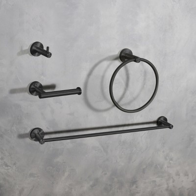 Freya Matte Black Stainless Steel 4-Piece Bathroom Hardware Set