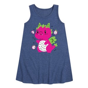 Girls' - Instant Message - Dragonfruit Graphic Sleeveless Aline Dress - 1 of 4