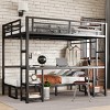 TopComfy Beds Queen Over Twin XL Metal Bunk Bed Loft Bed with Desk and Shelves Multi Functional Folds into Sofa for Bedroom, Black, 63"*68.7"*138.67" - 2 of 4