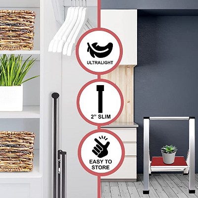 Mahogany and Silver Aluminum 1-Step Folding Ladder