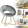 Costway Modern Velvet Accent Chair Upholstered Vanity Chair w/Golden Metal Leg Pink\Dark Green\Grey - 4 of 4