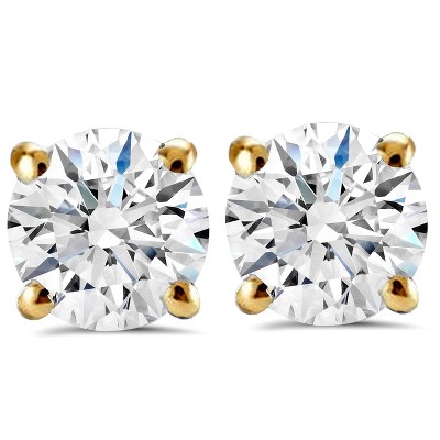 Pompeii3 3ct TDW Diamond Studs 14K Yellow Gold Lab Created Screw Back Earrings