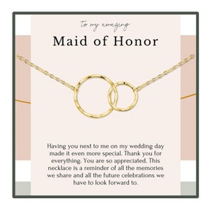 HOPE LOVE SHINE Maid of Honor Necklace 2 Ring Gold / Silver – Wedding Day Gift from Bride, Thank You Jewelry for Her - 1 of 4