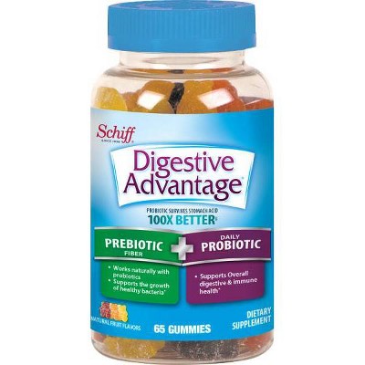 Digestive Advantage Prebiotic Fiber + Probiotic Gummies for Men & Women - Fruit Flavors - 65ct