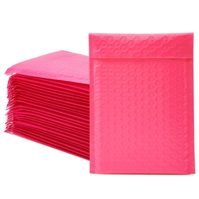 Stockroom Plus 100 Pack Pink Poly Bubble Mailers, Self Seal Padded Envelopes (4 x 8 In)