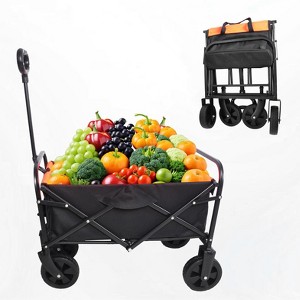 HTUTWOO Collapsible Wagon Cart, Beach Folding Wagon Cart, Lightweight, for Camping, Picnic, Pets, Fishing, Beach - 1 of 4