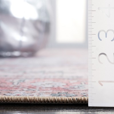 Tucson 6' Square Grey Blue and Rust Synthetic Area Rug