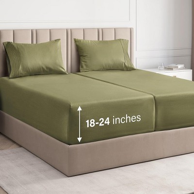 Cgk Linens 5 Piece Microfiber Extra Deep Pocket Sheet Set In Sage Green ...