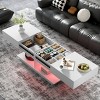 Modern Coffee Table with LED Lights and Hidden Storage Space,High-Gloss Finish Center Table for Living Rooms and Small Spaces-Maison Boucle - 2 of 4