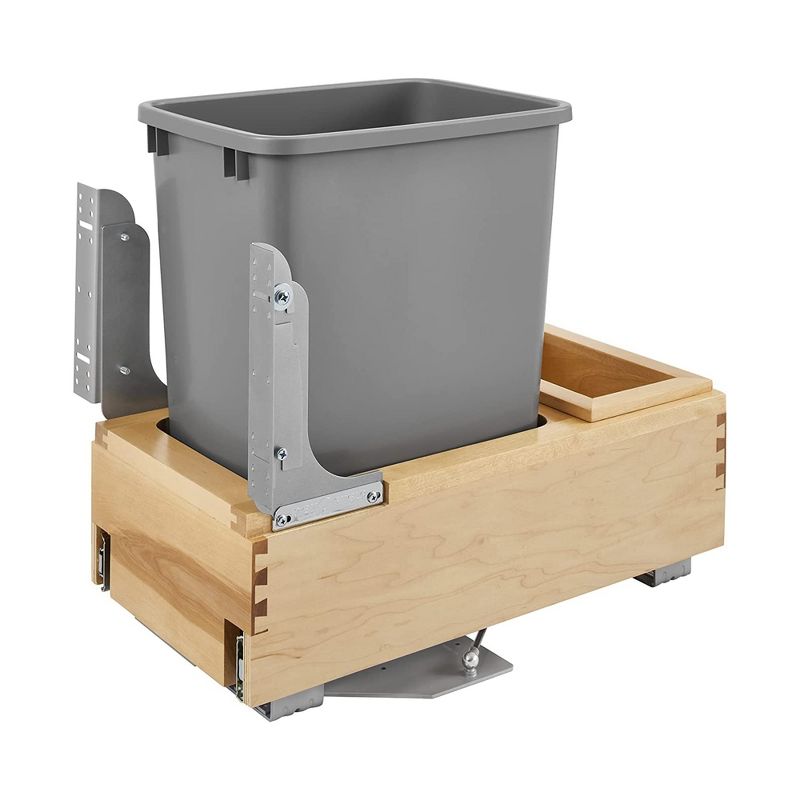 Rev-A-Shelf 4WCBM Single Maple Bottom Mount Pullout Waste Container Trash Cans with Soft Open and Close Slide System, 1 of 7