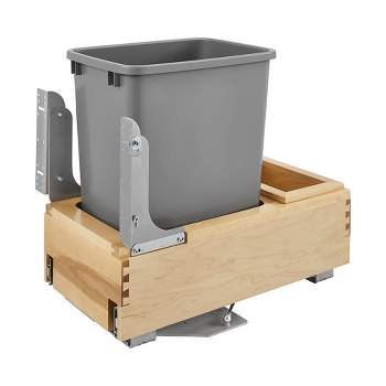 Rev-A-Shelf 4WCBM Single Maple Bottom Mount Pullout Waste Container Trash Cans with Soft Open and Close Slide System