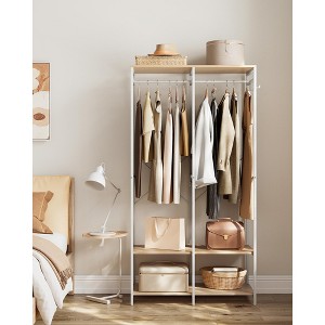 Clothes Rack, Iron and Wood Wardrobe Closet Organizer, Heavy Duty Garment Rack with Hanging Rods, Closet Shelves 15.7 x 37.2 x 70.9 Inches - 1 of 4