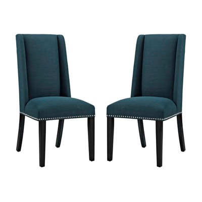 Set of 2 Baron Dining Chair Fabric Azure - Modway