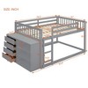NicBex Twin Over Twin/Full Over Full Bunk Bed with Built-in Design and Fence,Loft Bed with 4 Drawers and 3 Shelves for Bedroom,White/Gray/Espresso - 3 of 4