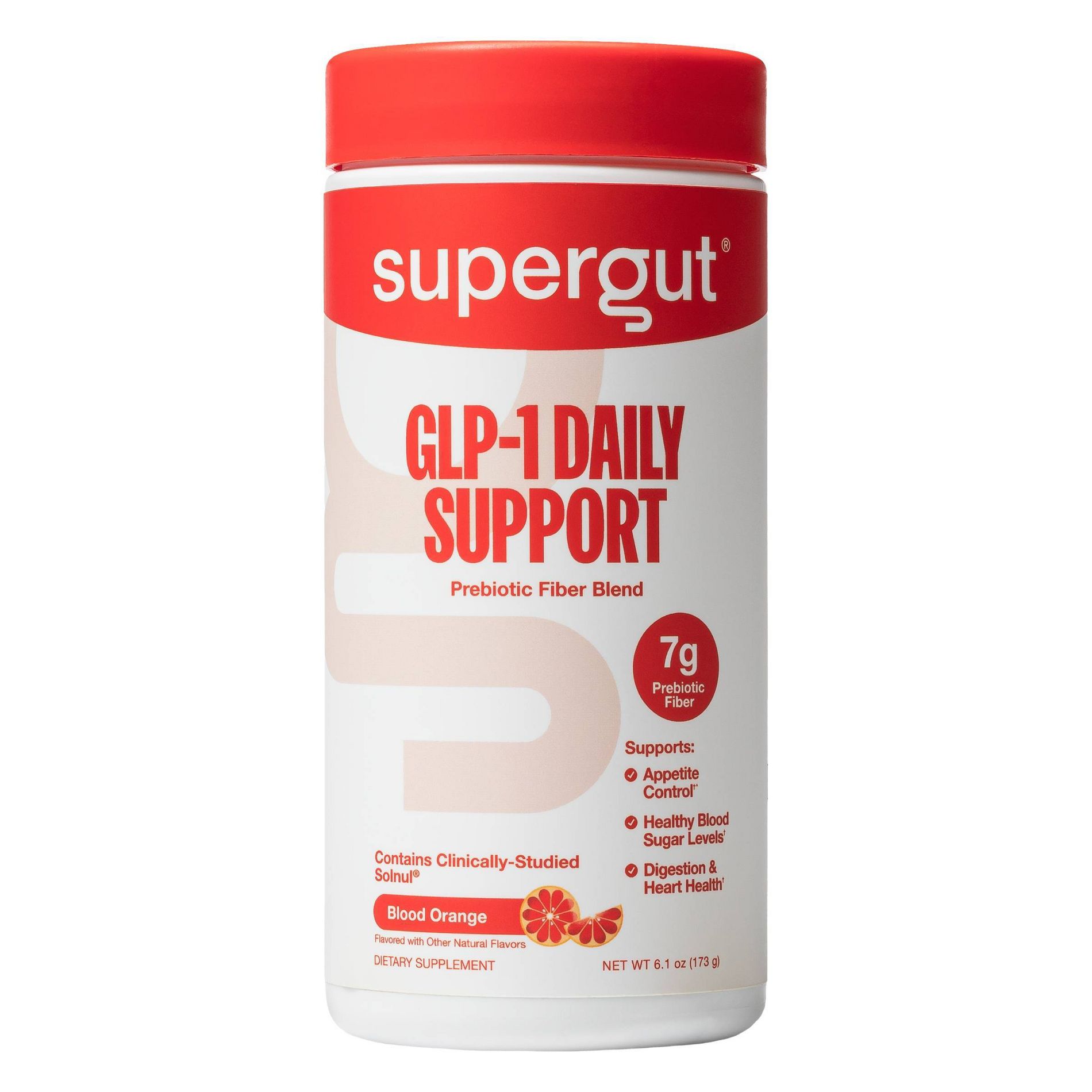 Supergut GLP-1 Daily Support Prebiotic Fiber Powder - Blood Orange - 18 servings/6.1oz