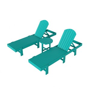 WestinTrends Dylan 3 Piece Adirondack Poly Reclining Chaise Lounge - 1 of 4
