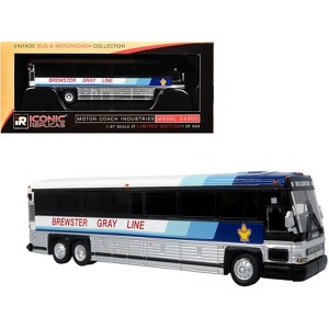 2001 MCI D4000 Coach Bus "Brewster Gray Line" White with Blue Stripes 1/87 (HO) Scale Diecast Model by Iconic Replicas - 1 of 4