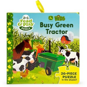 John Deere Kids Busy Green Tractor - (2 in 1 Read & Play) by  Jack Redwing (Board Book) - 1 of 1