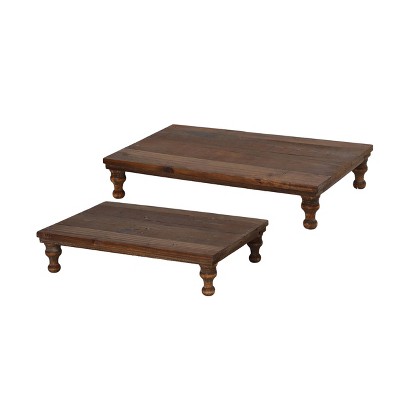 VIP Wood 19 in. Brown Rectangular Planter Risers Set of 2