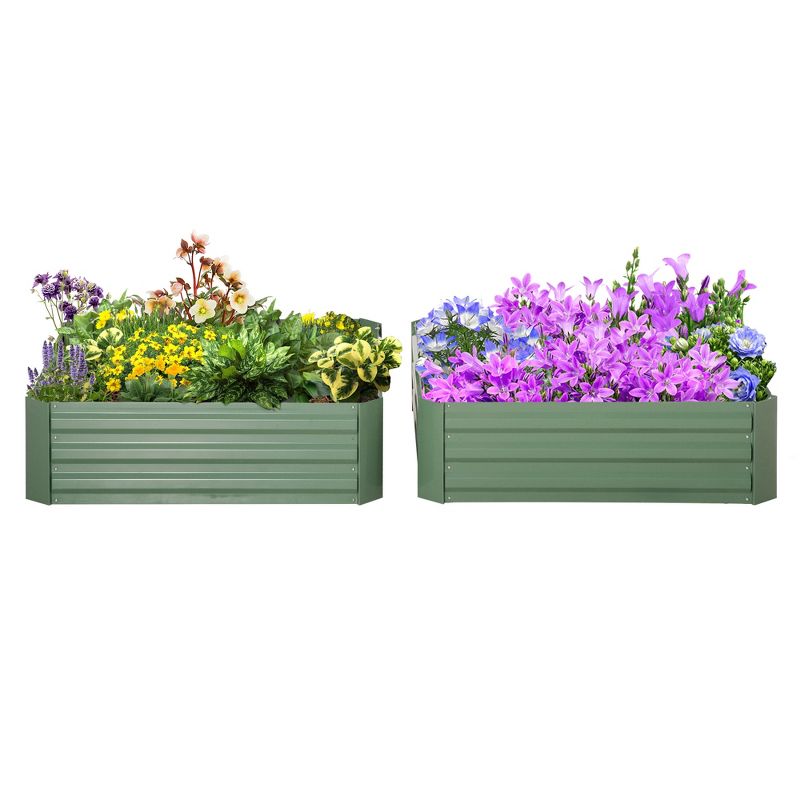 Outsunny 39'' x 39'' x 12'' Set of 2 Raised Garden Bed, Elevated Planter Raised Bed with Galvanized Steel Frame for Growing Flowers, Herbs, Succulents, 4 of 7