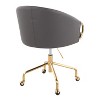 TiramisuBest Contemporary Grey Faux Leather Chair: Adjustable Height, Padded Seat, Gold Base (Indoor, 250 lbs Limit, Assembly) - 3 of 4