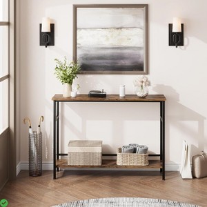 Entryway Storage Console Table with Adjustable Shelf - 39.3" Farmhouse Sofa Table in Black - 1 of 4