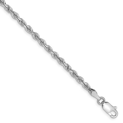 Black Bow Jewelry 3mm 10k White Gold D/C Quadruple Rope Chain Bracelet