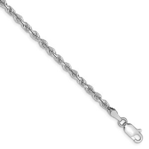 Black Bow Jewelry 3mm 10k White Gold D/C Quadruple Rope Chain Bracelet - 1 of 4