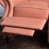 Push Back Button-Tufted Recliner Chair with Rolled Arms and Copper Accents - 3 of 4