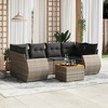 vidaXL 7 Piece Patio Sofa Set with Cushions - Gray Poly Rattan - 2 of 4