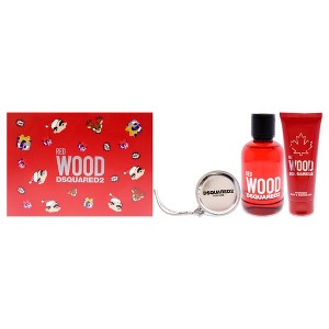Red Wood by Dsquared2 for Women - 3 Pc Gift Set 3.4oz EDT Spray, 3.4oz Perfumed Bath and Shower Gel, Silver Round Purse - 1 of 4